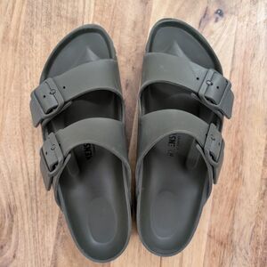 Olive Green Slide Sandals with Buckles